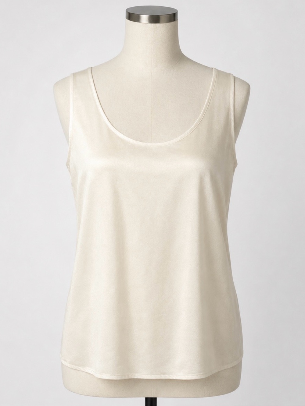Saks Fifth Avenue 100% Silk Ivory Shell Tank Top Camisole SZ L feminine/fairy